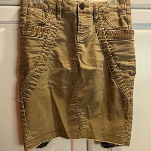 Free People pencil skirt, tan denim, likely a size 4